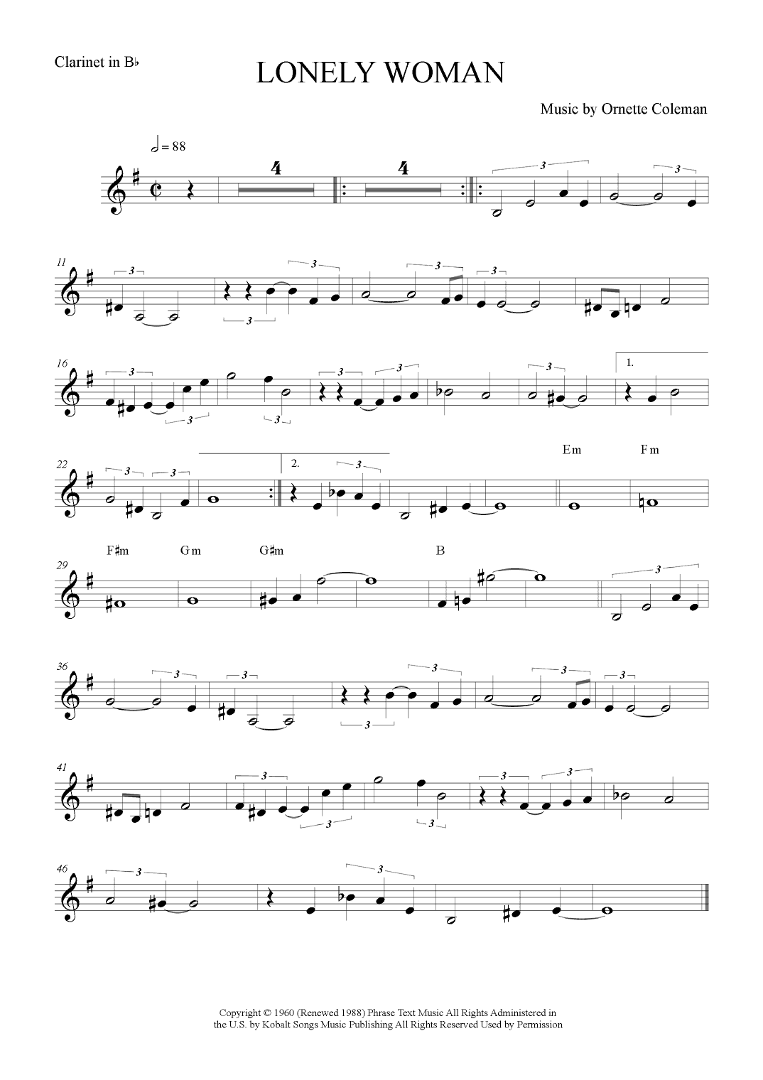 Lonely Woman (arr. The Sheet Music Library)