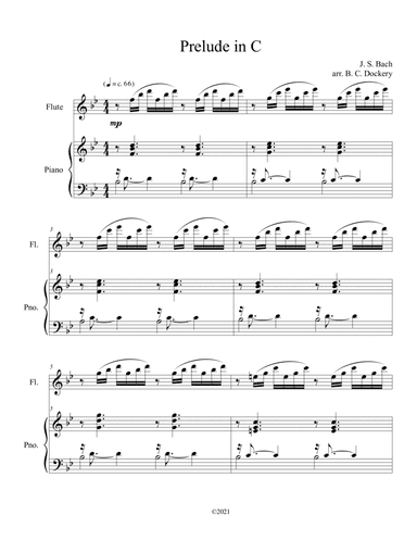 Prelude No.1 from The Well-Tempered Clavier Book 1 BWV 846 (Flute Solo) with piano accompaniment (arr. B. C. Dockery)
