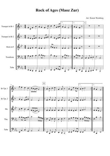 Rock of Ages (Maoz Zur) - Brass Quintet (arr. Rotem Weinberg)