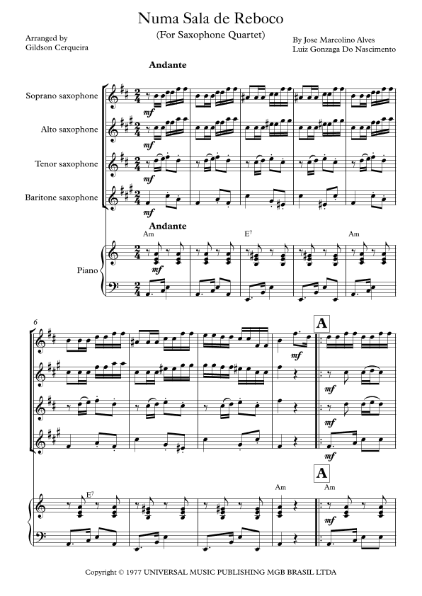 Numa Sala De Reboco (arr. Gildson Cerqueira)