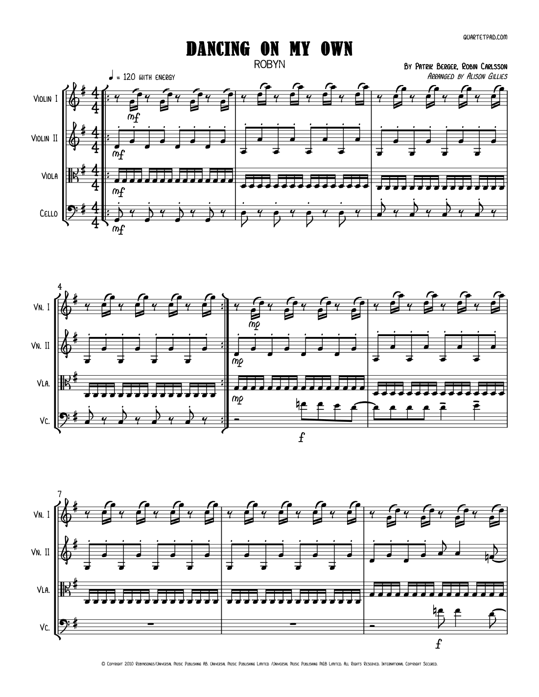 Dancing On My Own (arr. Alison Gillies)