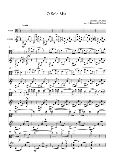 O Sole Mio, Eduardo Di Capua, For Viola & Guitar