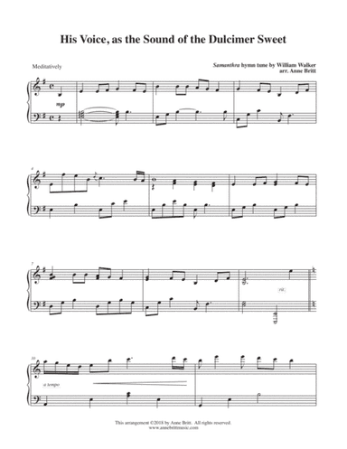 His Voice, as the Sound of the Dulcimer Sweet (early intermediate) (arr. Anne Britt)