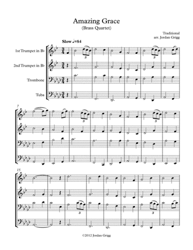 Amazing Grace (Brass Quartet) (arr. Jordan Grigg)