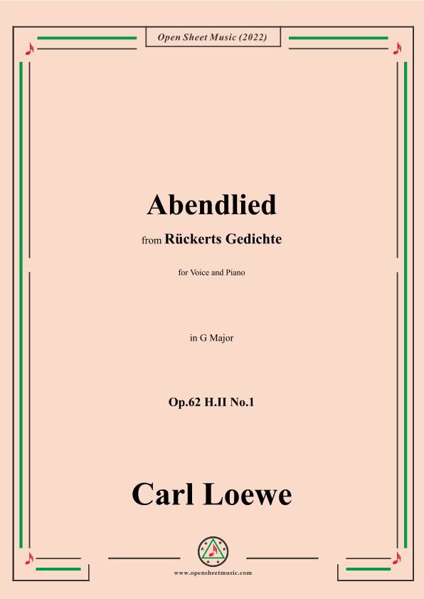 Loewe-Abendlied,Op.62 H.II No.1,in G Major (arr. OSM Press)