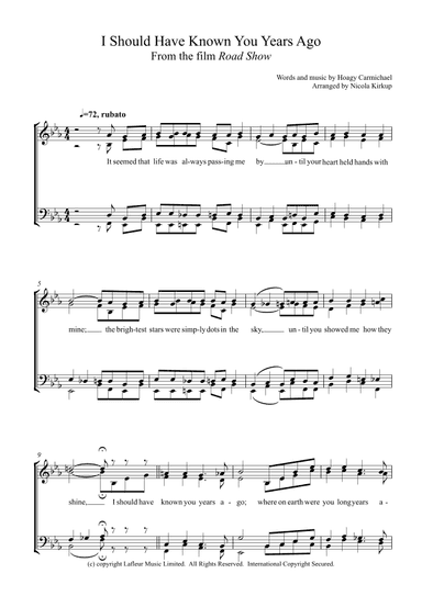 I Should Have Known You Years Ago (arr. Nicola Kirkup)