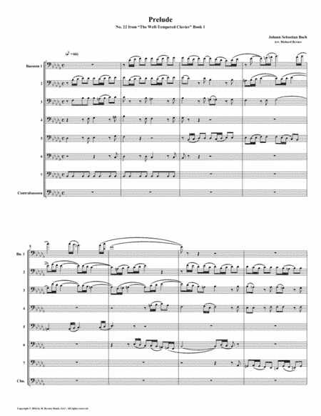 Prelude 22 from Well-Tempered Clavier, Book 1 (Bassoon Octet) (arr. Richard Byrnes)