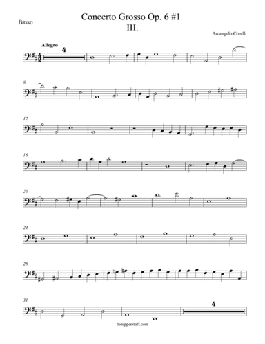 Concerto Grosso Op. 6 #1 Movement III (arr. theupperstaff.com)