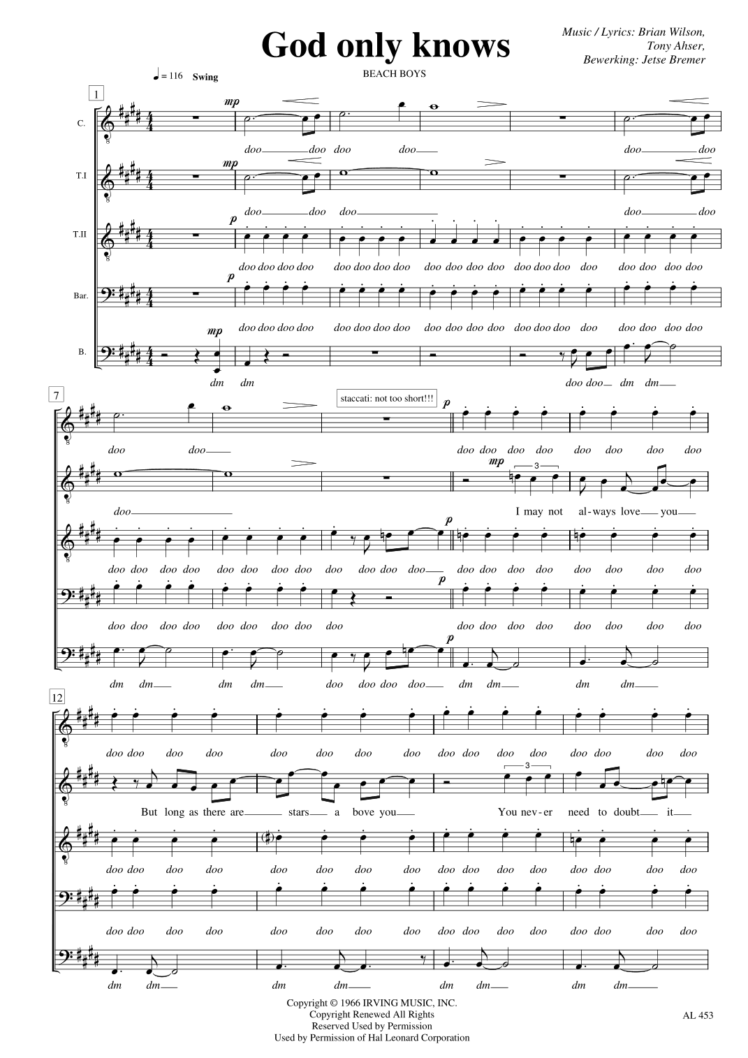 God Only Knows (arr. Jetse Bremer)