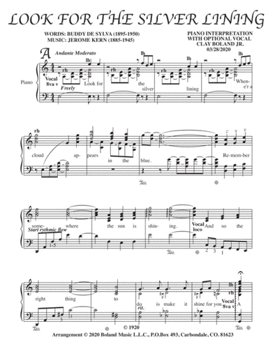 LOOK FOR THE SILVER LINING (arr. Clay Boland Jr.)