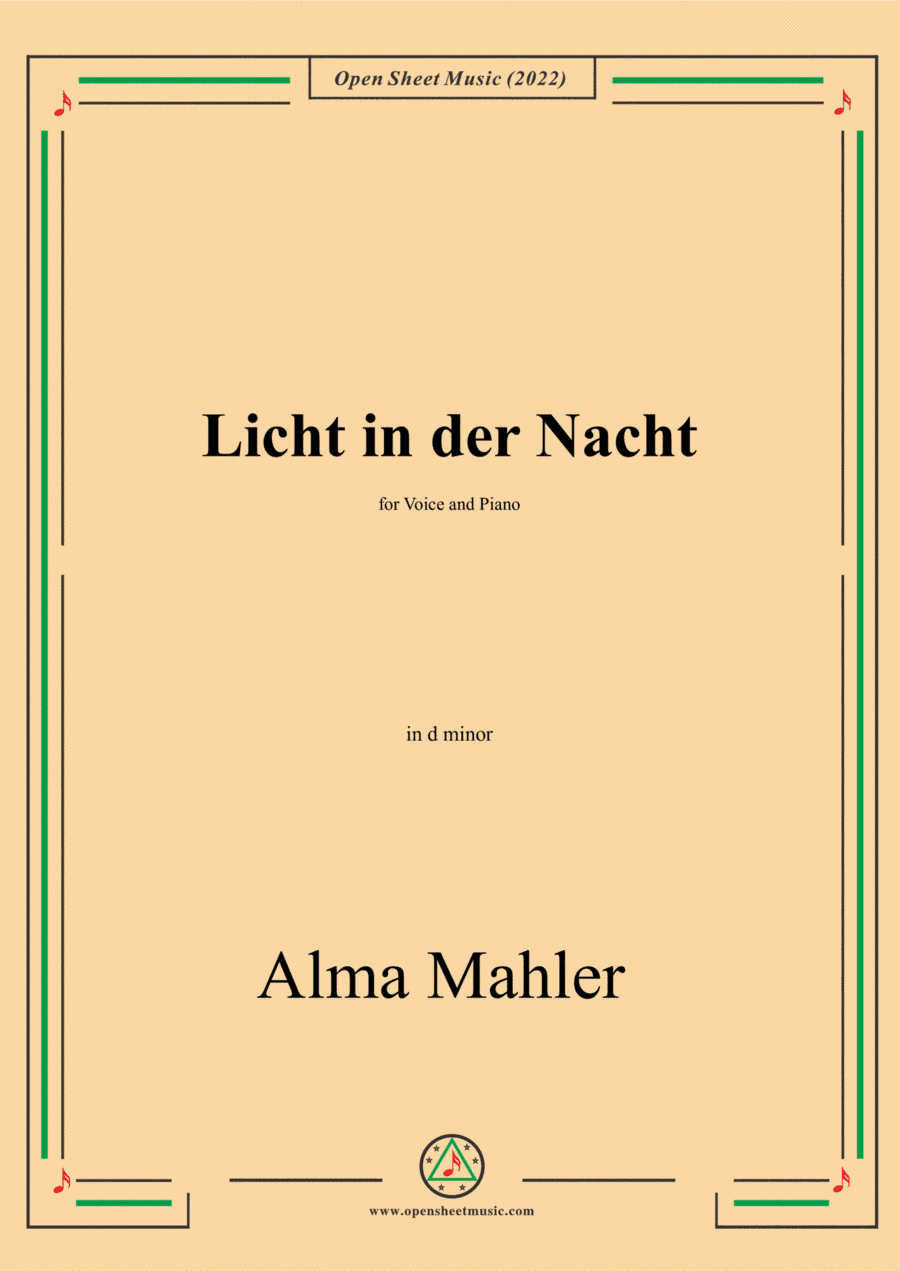 Alma Mahler-Licht in der Nacht,in d minor,for Voice and Piano (arr. Open Cloud)