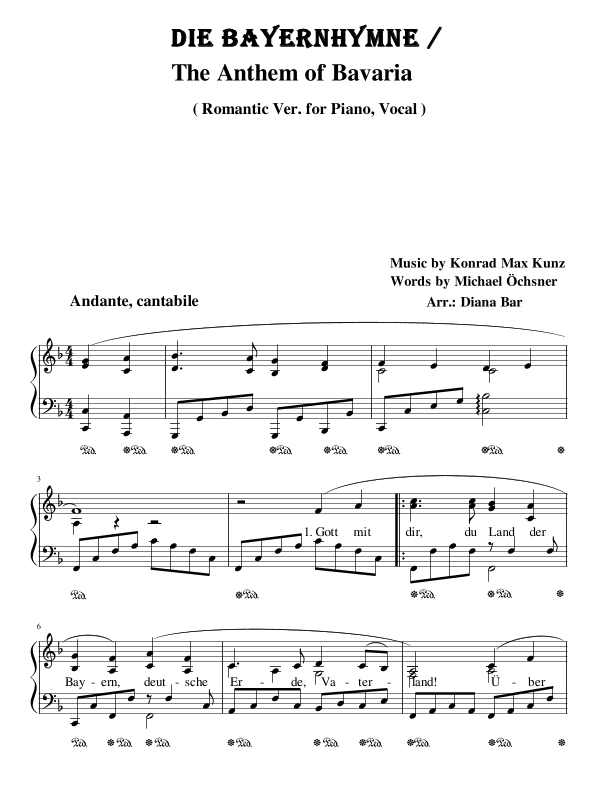 Die Bayernhymne/ The Anthem of Bavaria (Romantic Ver.) (arr. Diana Bar)