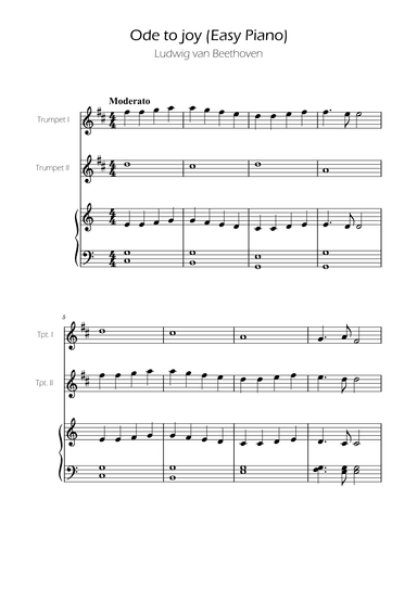 Ode To Joy - Easy Trumpet Duet w/ piano accompaniment (arr. Ygor Nunes)