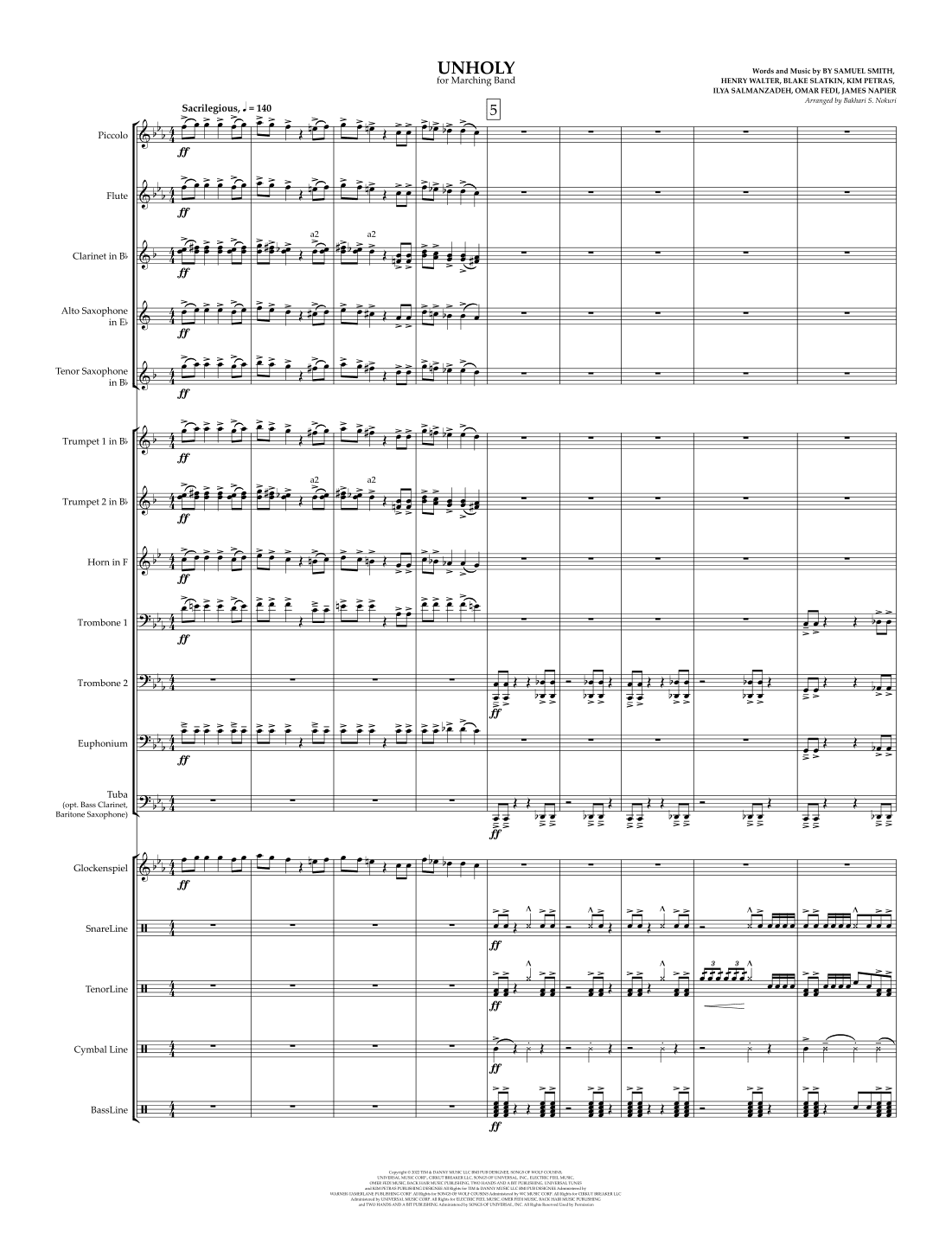 Unholy (arr. Bakhari S. Nokuri)