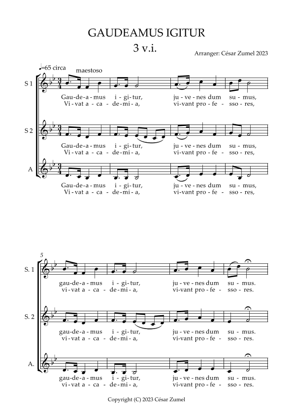 Gaudeamus igitur (SSA) (arr. Cesar Zumel)