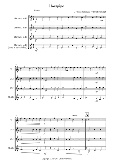 Hornpipe from Handel's Water Music for Clarinet Quartet (arr. David Burndrett)