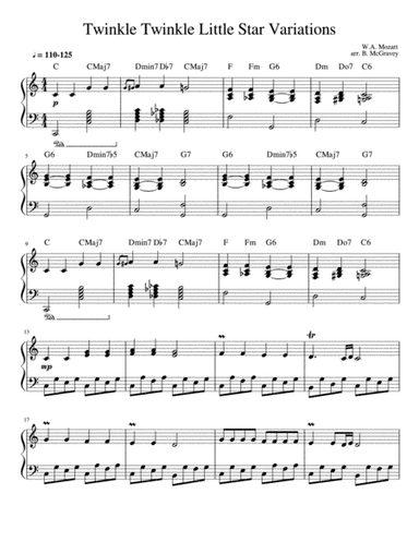 Twinkle, Twinkle Little Star (jazz and classical style variations - solo piano) (arr. Brian McGravey)