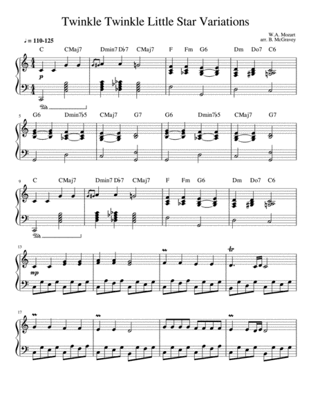 Twinkle, Twinkle Little Star (jazz and classical style variations - solo piano) (arr. Brian McGravey)