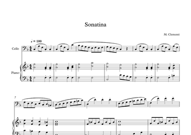 Sonatina (In C Major) - Muzio Clementi (Cello + Piano) (arr. Digital Book Music)