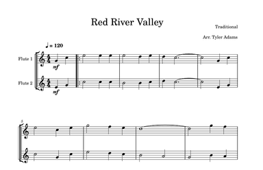 Red River Valley (Easy Flute Duet) (arr. Tyler Adams)