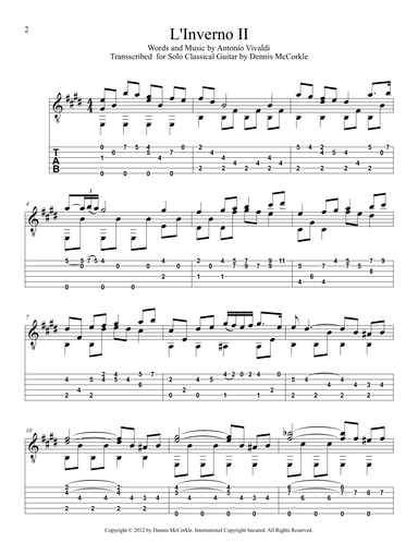 L'Inverno "Winter" II. Largo, Op. 8, No. 4, RV 297 from the Four Seasons for Solo Classical Guitar (arr. Dennis McCorkle)