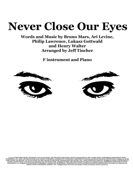 Never Close Our Eyes (arr. Jeff Tincher)