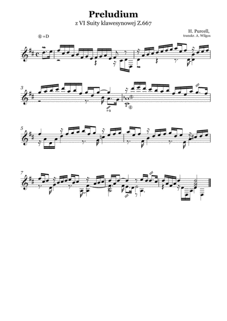 Henry Purcell - Prelude & Almand (Z. 667), Prelude & Sarabande (Z. 666), transcr. for guitar (arr. Aleksander Wilgos)