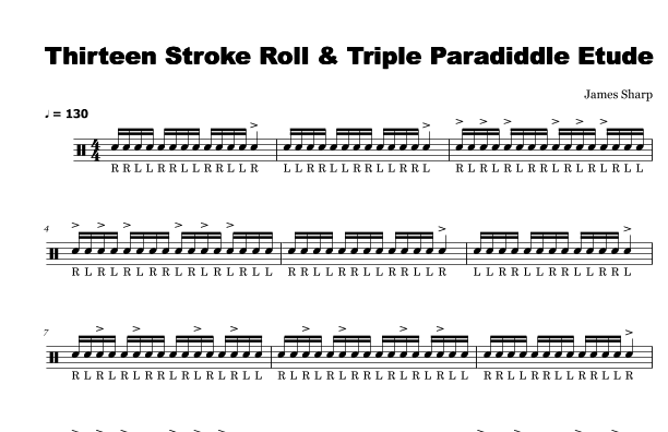 Thirteen Stroke Roll & Triple Paradiddle etude