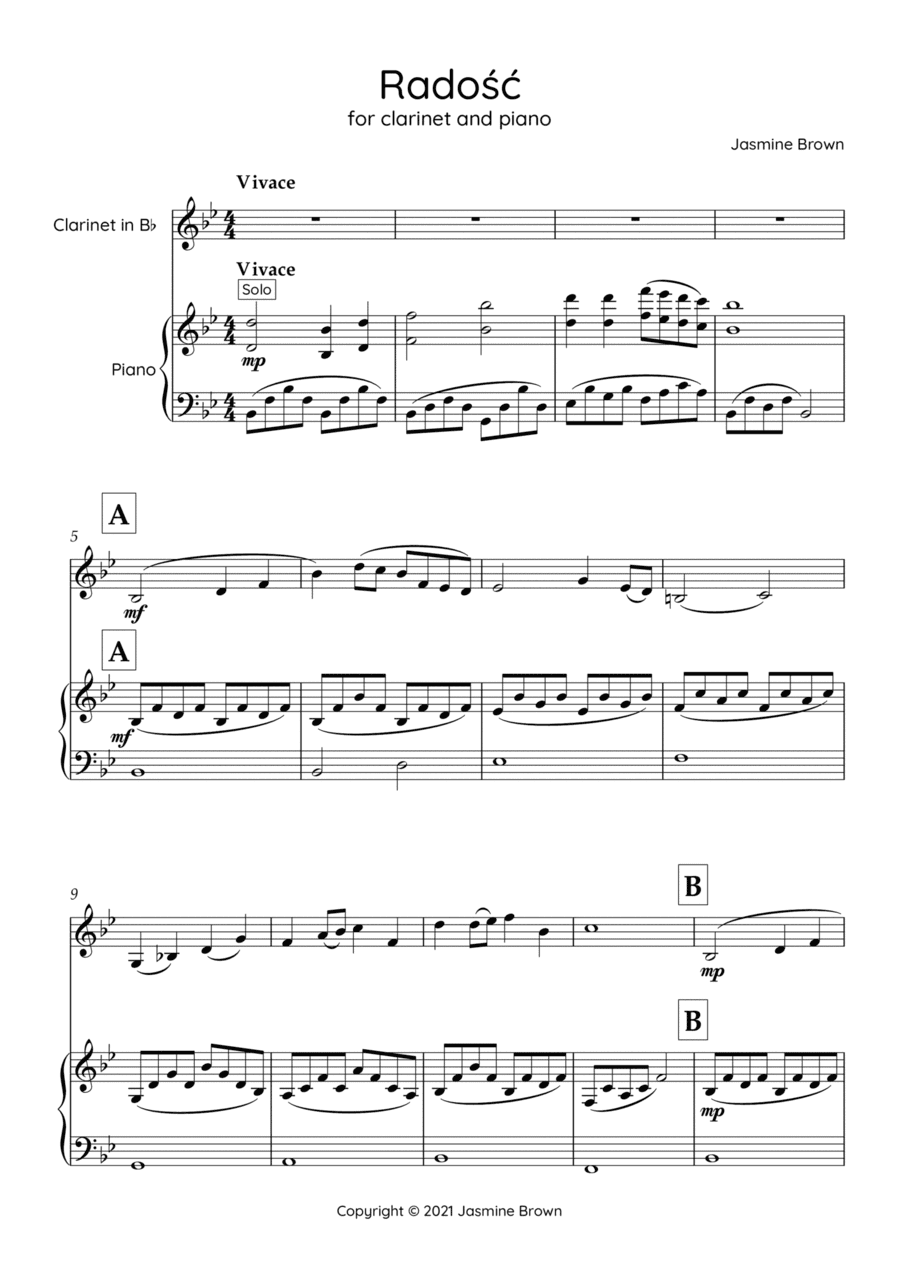 Radosc - For Bb Clarinet and Piano