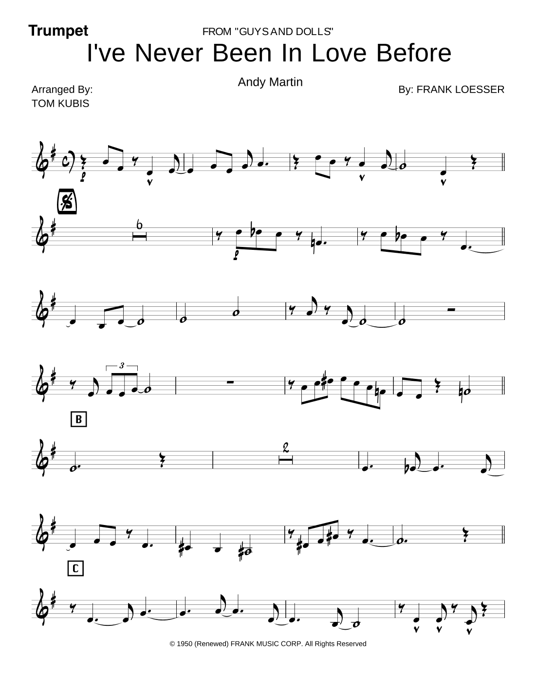 I've Never Been In Love Before (arr. Tom Kubis)