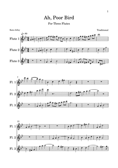 Ah, Poor Bird Flute Trio (arr. Kate Jolley)