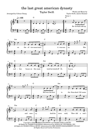 The Last Great American Dynasty (arr. Celena Chang)
