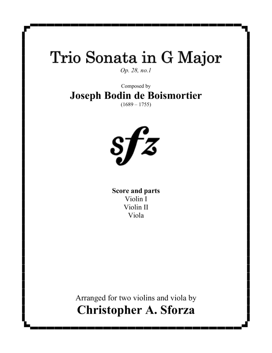 Trio Sonata in G Major, Op. 28, no.1 (arr. Christopher A. Sforza)