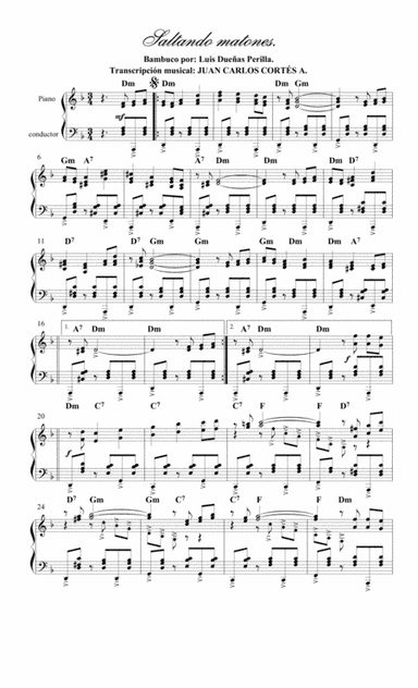 Saltando matones. Bambuco fiestero por: Luis Dueñas Perilla. (arr. Juan Carlos Cortés A.)
