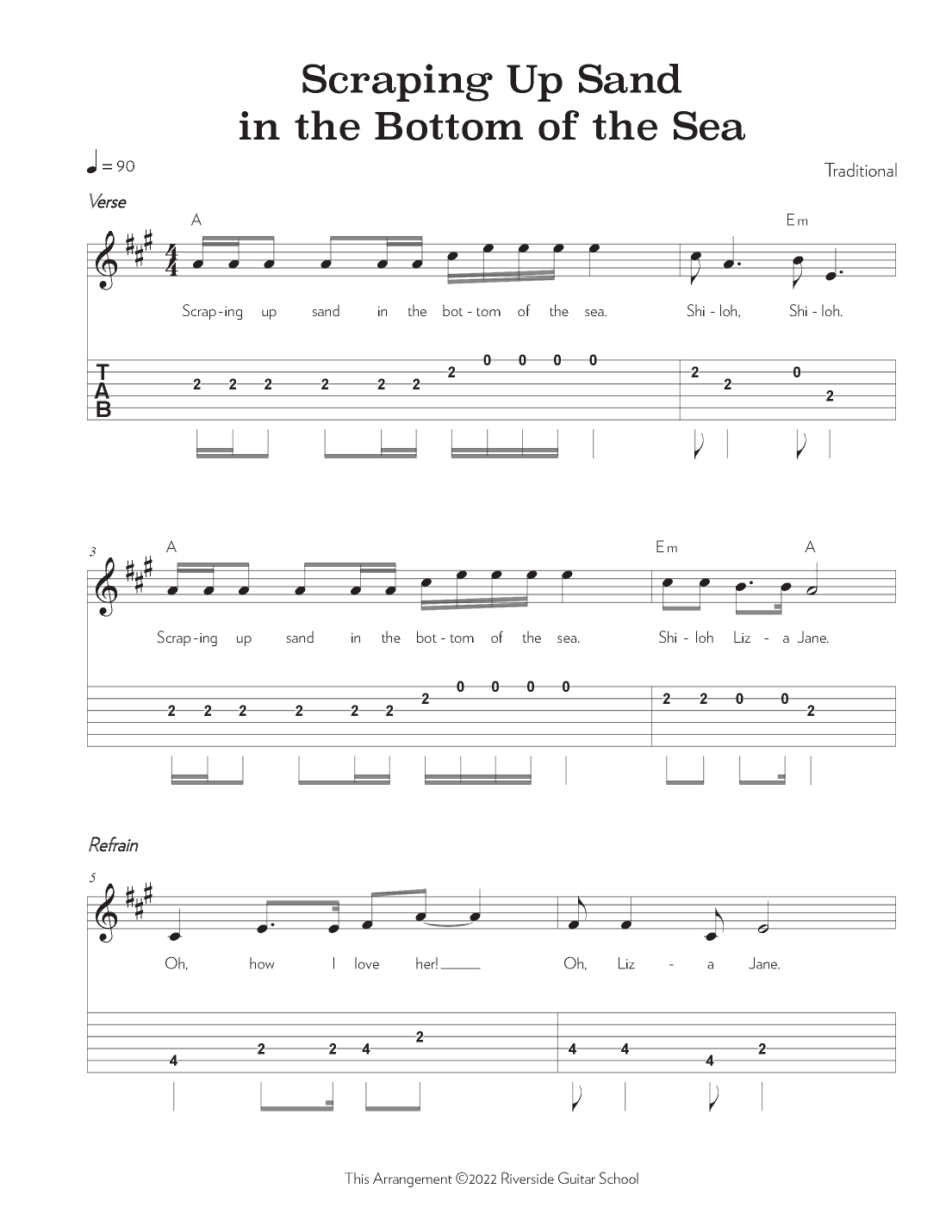 Scraping Up Sand in the Bottom of the Sea (arr. Riverside Guitar School)