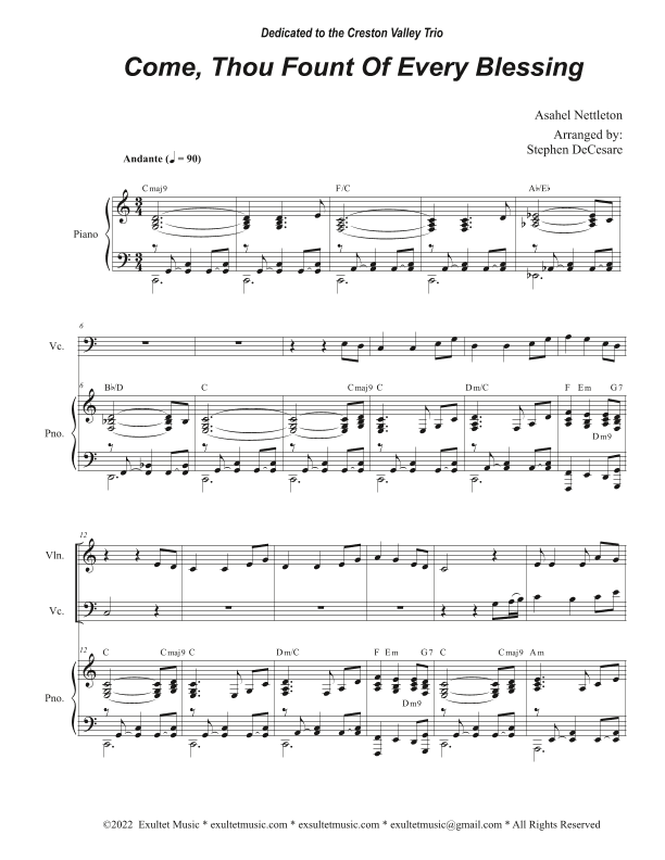 Come, Thou Fount Of Every Blessing (Duet for Violin and Cello) (arr. Stephen DeCesare)