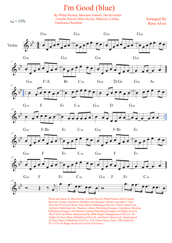 I'm Good (blue) (arr. Rene Alves)