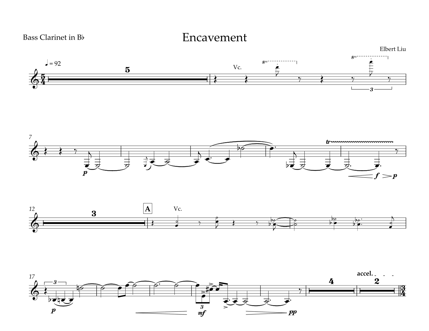 Encavement for Bass Clarinet, Cello, Piano and Percussion - Instrumental Parts