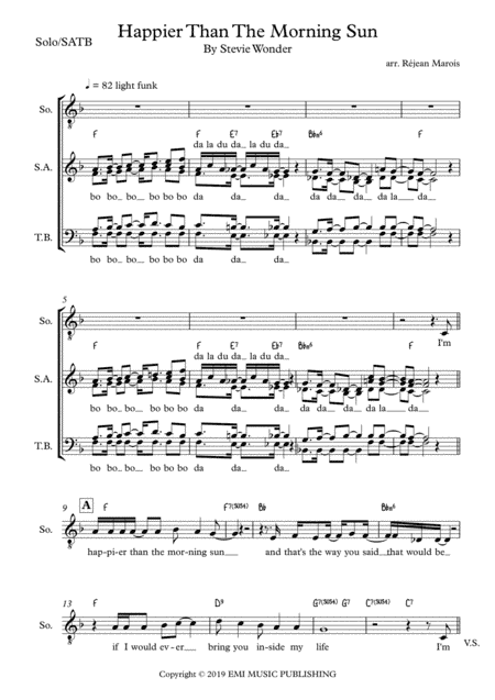 Happier Than The Morning Sun (arr. Réjean Marois)