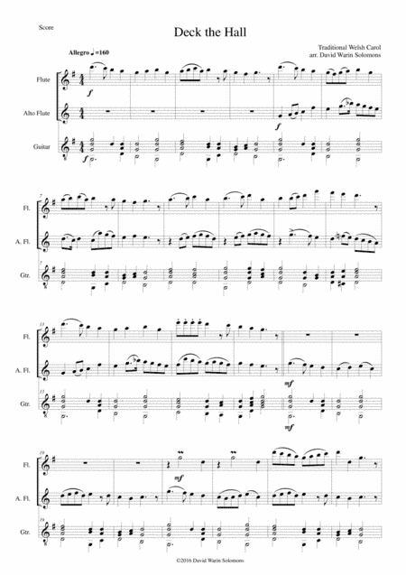 Deck the Hall for flute, alto flute and guitar (arr. David Warin Solomons)