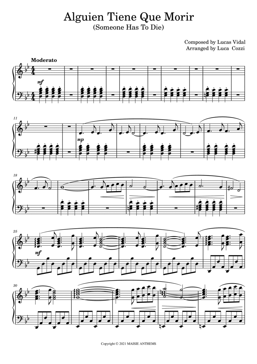 Alguien Tiene Que Morir (someone Has To Die) (arr. Luca Cozzi)