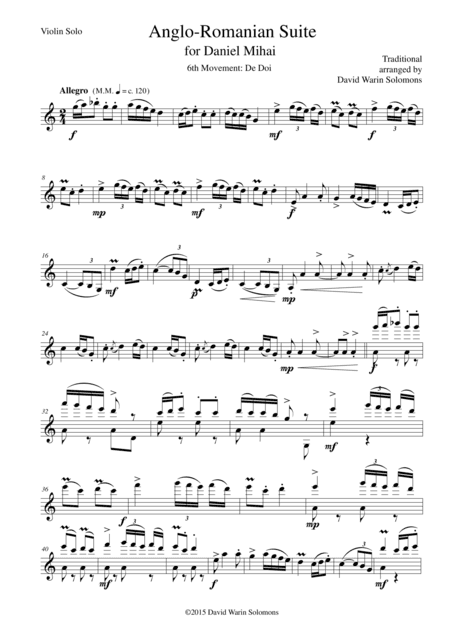 De Doi from Anglo-Romanian Suite for solo violin (arr. David Warin Solomons)