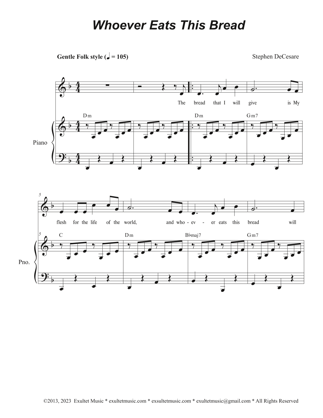 Whoever Eats This Bread (Vocal solo)