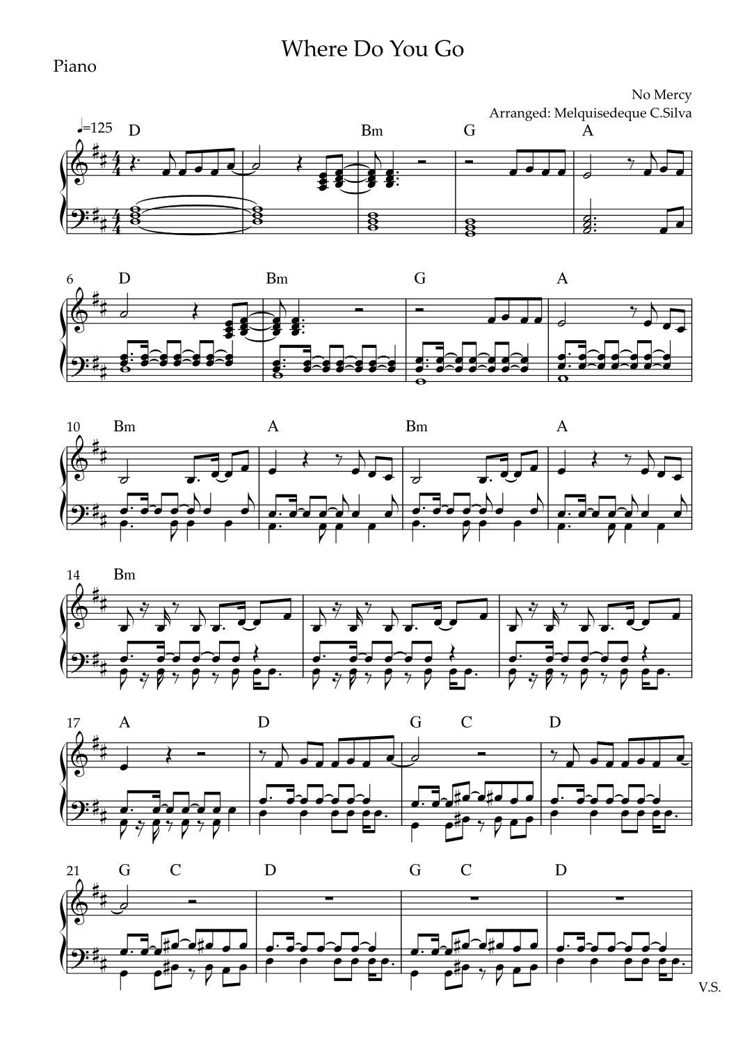 Where Do You Go (arr. Melquisedeque C.Silva)