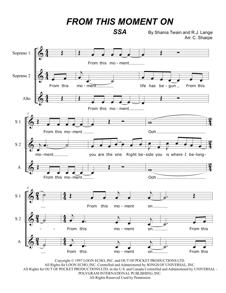 From This Moment On (arr. Caroline Sharpe)
