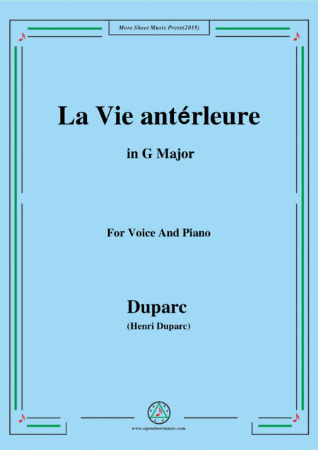 Duparc-La Vie antérleure in G Major (arr. MSM)
