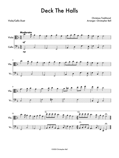 Deck The Halls (Viola/Cello Duet) (arr. Christopher Bell)