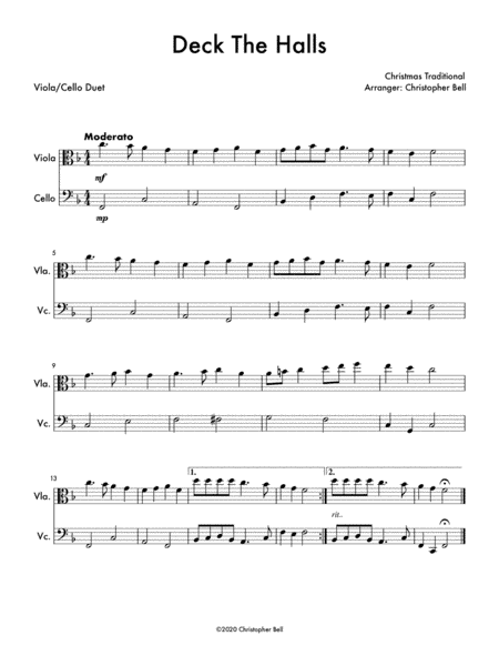 Deck The Halls (Viola/Cello Duet) (arr. Christopher Bell)