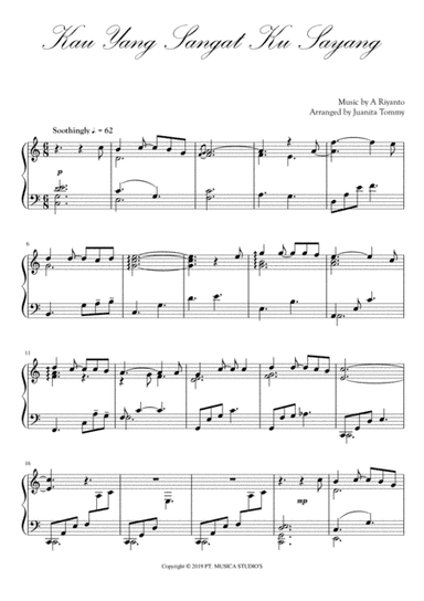 Kau Yang Sangat Ku Sayang (arr. Juanita Tommy)