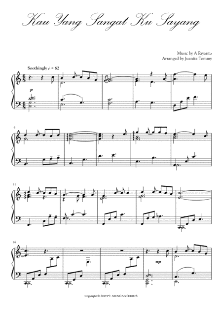 Kau Yang Sangat Ku Sayang (arr. Juanita Tommy)